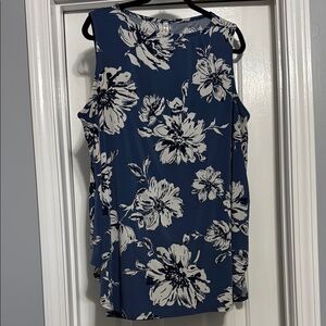 Emerald Brand Floral Sleeveless Top - Blue and White